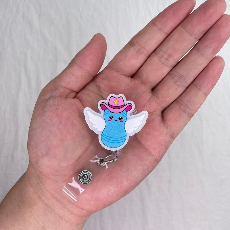 LEBEIGHT Flying Cowgirl Peanut Ball Badge Reel for Labor and Delivery Nurse, NICU Badge Reel, Maternity Nurse Badge, L&D Badge Clip, Cute Birthing Peanut Ball Badge Holder, OB/GYN Badge Accessories for Work - Image 3
